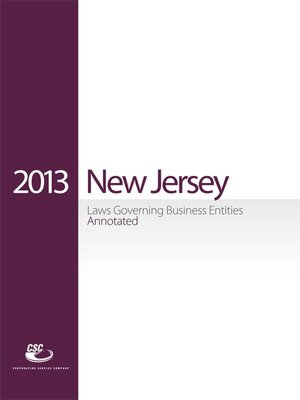 cover image of CSC New Jersey Laws Governing Business Entities